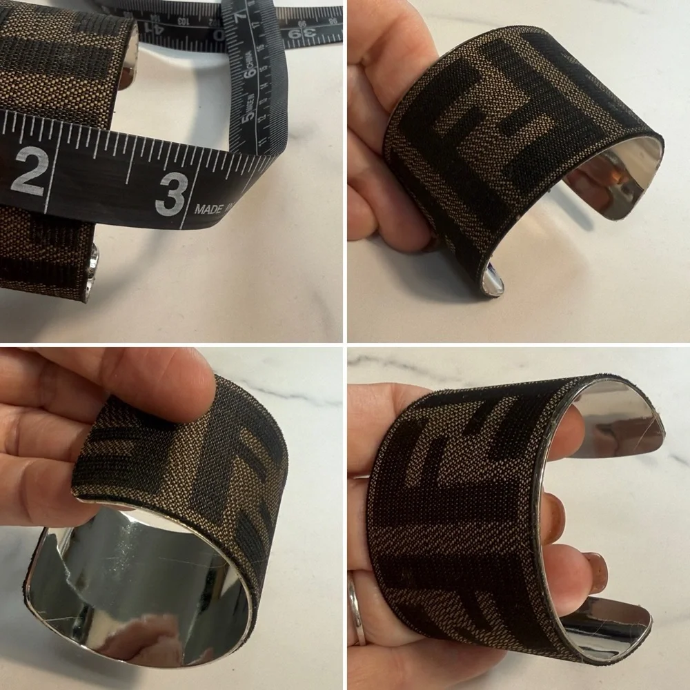 Repurposed cuff bracelet from authentic FENDI bag